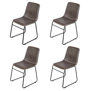 Kit 4 Cadeiras Verner Revestimento em Poliuretano -PU- Cafe Base Aco